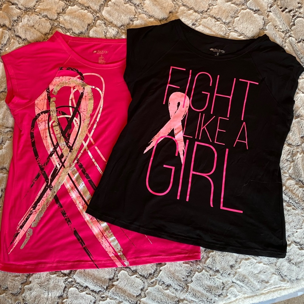 2 Breast Cancer Awareness t-shirts size women’s XL. Active west material